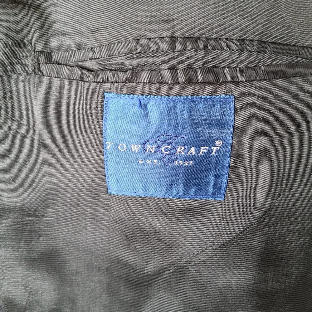 Towncraft Jacket Mens 48R Blue Red Green Striped Blazer 2 Btn Worsted Wool Blend